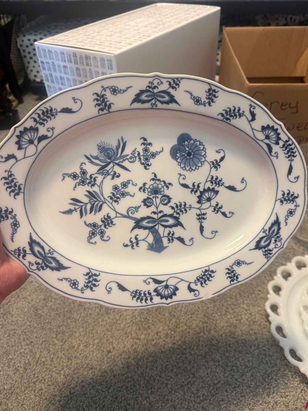 Blue Onion by Blue Danube Vintage Floral Porcelain Serving Platter